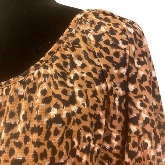 Ava & Viv Leopard Animal Print Long Sleeve Flowy Top Size 2X - Picture 6 of 14